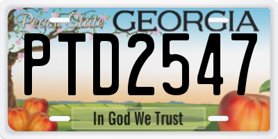 GA license plate PTD2547
