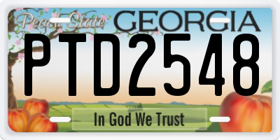 GA license plate PTD2548