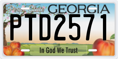 GA license plate PTD2571
