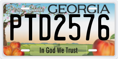 GA license plate PTD2576