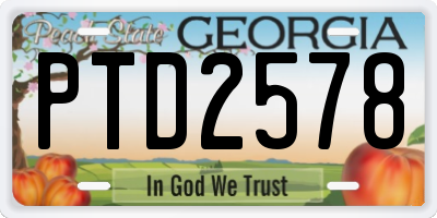 GA license plate PTD2578