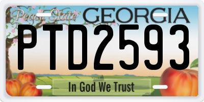 GA license plate PTD2593