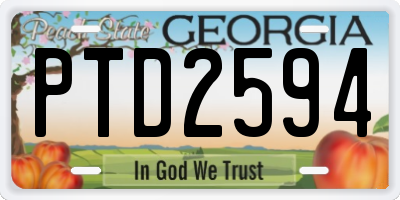 GA license plate PTD2594