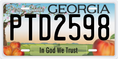GA license plate PTD2598