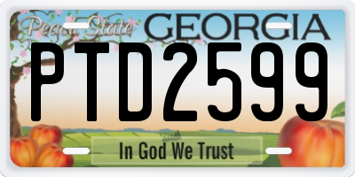 GA license plate PTD2599
