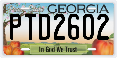 GA license plate PTD2602