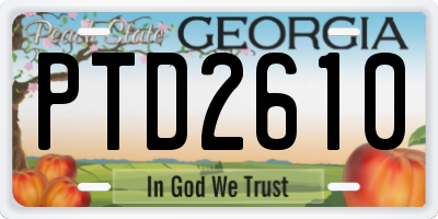 GA license plate PTD2610