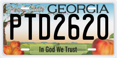 GA license plate PTD2620