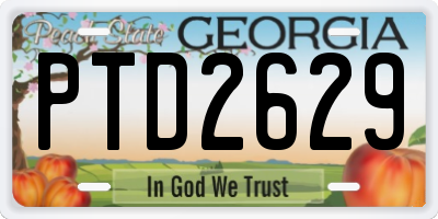GA license plate PTD2629