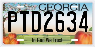 GA license plate PTD2634