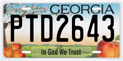 GA license plate PTD2643
