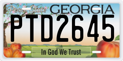 GA license plate PTD2645