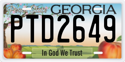 GA license plate PTD2649