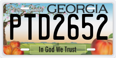 GA license plate PTD2652