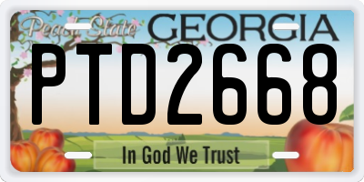 GA license plate PTD2668