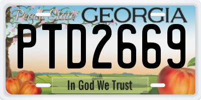 GA license plate PTD2669