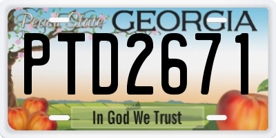 GA license plate PTD2671