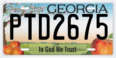 GA license plate PTD2675