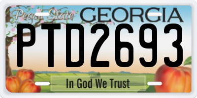 GA license plate PTD2693