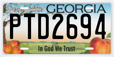 GA license plate PTD2694