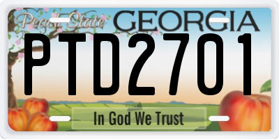 GA license plate PTD2701