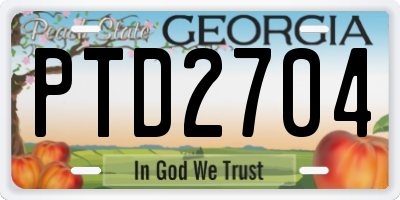 GA license plate PTD2704