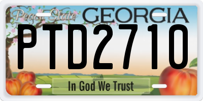 GA license plate PTD2710