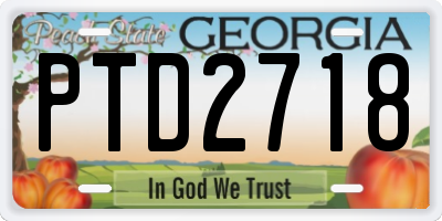 GA license plate PTD2718