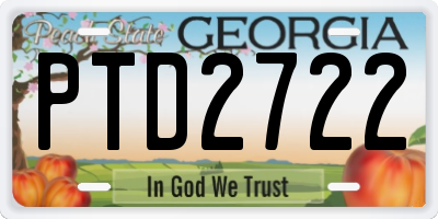 GA license plate PTD2722