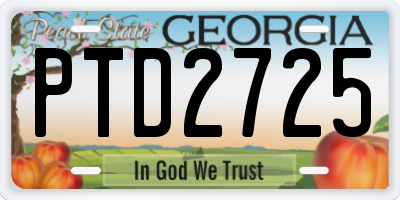 GA license plate PTD2725