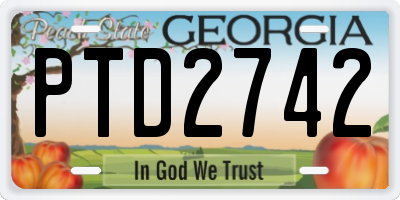 GA license plate PTD2742