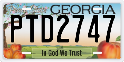 GA license plate PTD2747