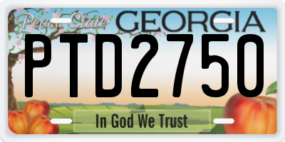 GA license plate PTD2750