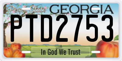 GA license plate PTD2753