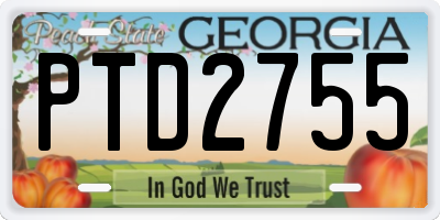 GA license plate PTD2755
