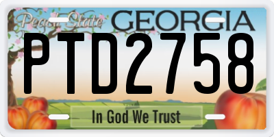 GA license plate PTD2758