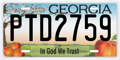GA license plate PTD2759