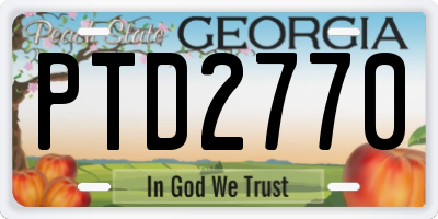 GA license plate PTD2770