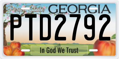 GA license plate PTD2792