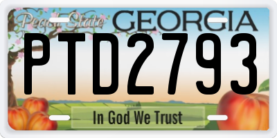 GA license plate PTD2793