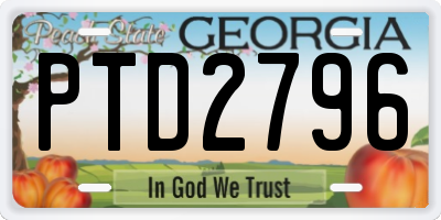 GA license plate PTD2796