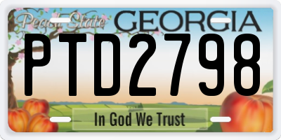 GA license plate PTD2798