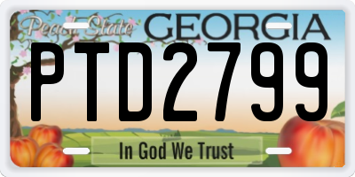 GA license plate PTD2799