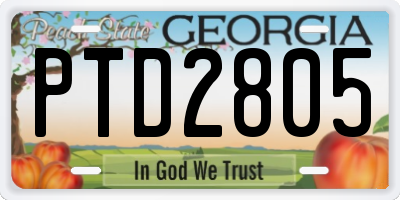 GA license plate PTD2805