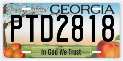 GA license plate PTD2818