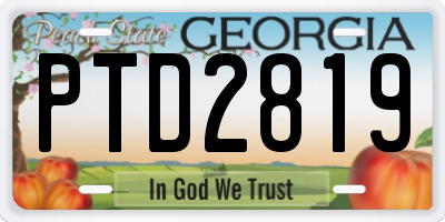 GA license plate PTD2819