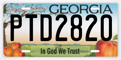 GA license plate PTD2820