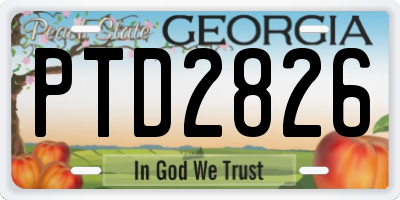 GA license plate PTD2826