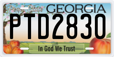 GA license plate PTD2830
