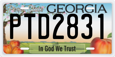 GA license plate PTD2831
